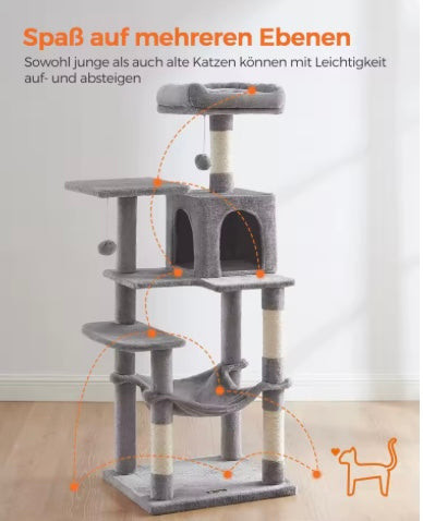 Cat Tree | Scratcher With Hammock, Toy And House