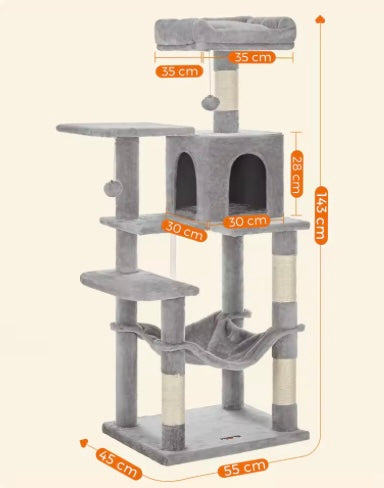 Cat Tree | Scratcher With Hammock, Toy And House